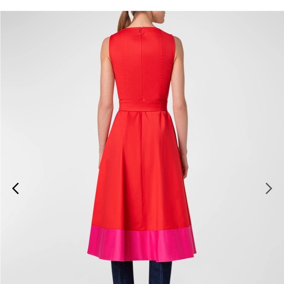 🆕 Akris Punto Beige/Orange Cotton Colorblock Midi Dress - Picture 14 of 15